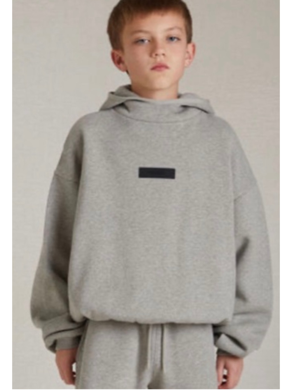 Kids Fear of God Essentials Dark Heather Oatmeal HoodieS
